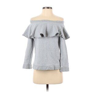 Size Small BOSTON PROPER GRAY OFF-SHOULDER TERRY SWEATSHIRT Fall Winter Designer